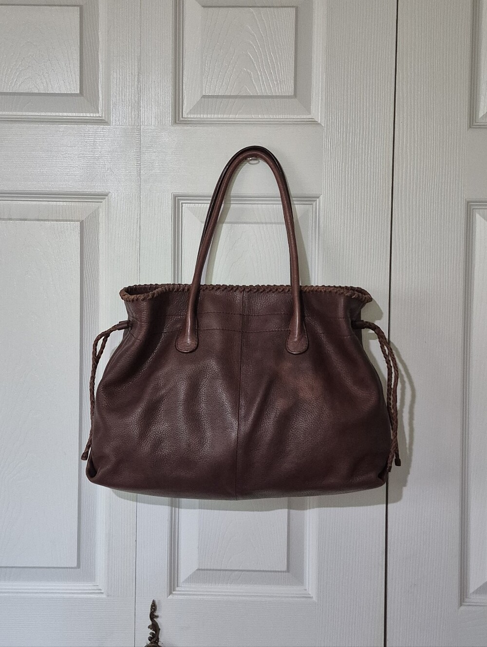 Banana Republic Vintage Leather Whipstitch Top handled Hobo Bag